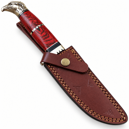 Hunting knife with wood and brass handle, 12 inches overall
