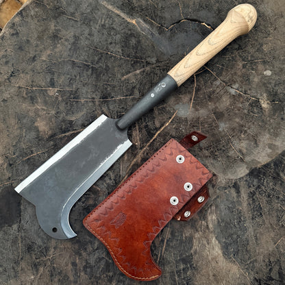 Hand Forged Yorkshire Billhook Chopping Tool with Wood Handle