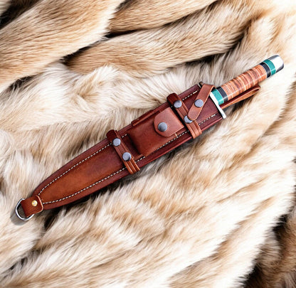 Custom Handmade D2 Tool Steel Dagger Knife With Stacked Leather Handle Unique Blades Runner