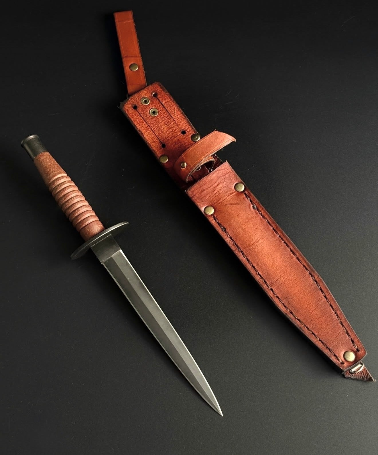 Fairbairn Sykes Knife High Carbon Steel Blade with Leather Handle Unique Blades Runner