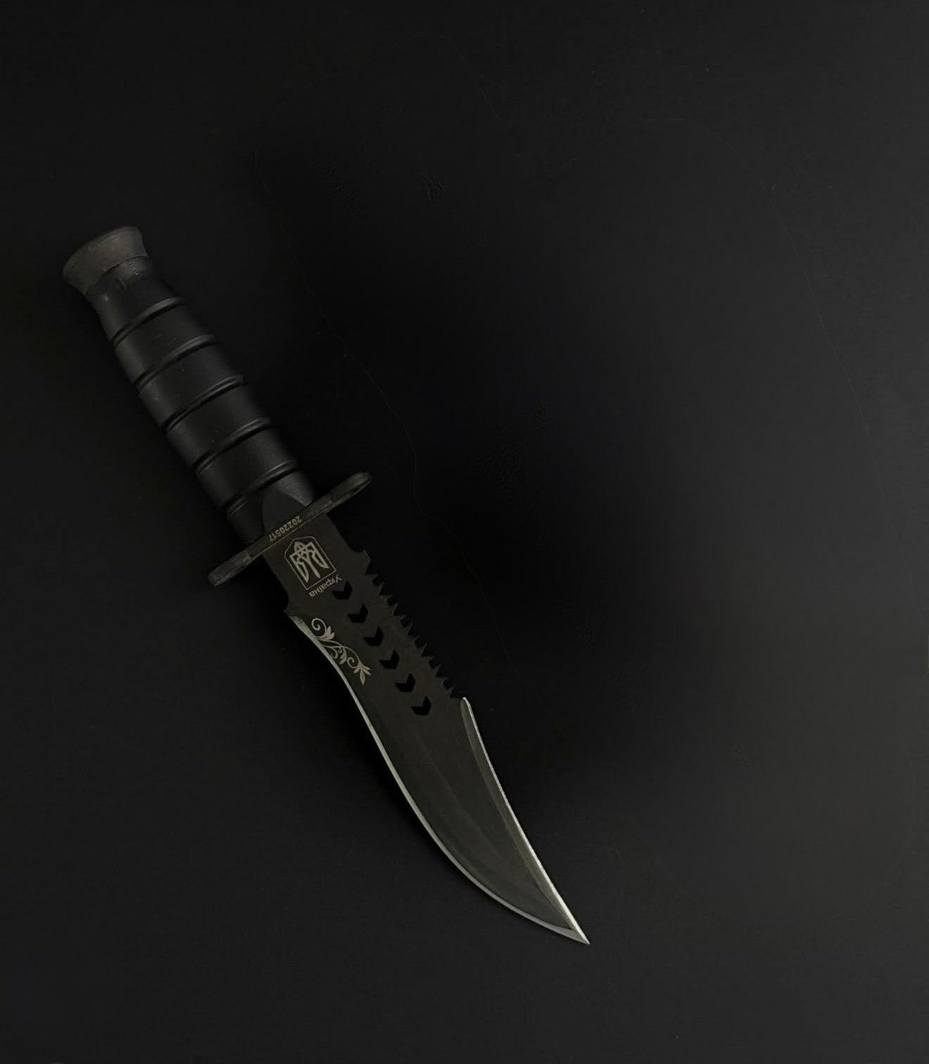 K25 Tactical Knife Black Edition with Serrated Spine Unique Blades Runner