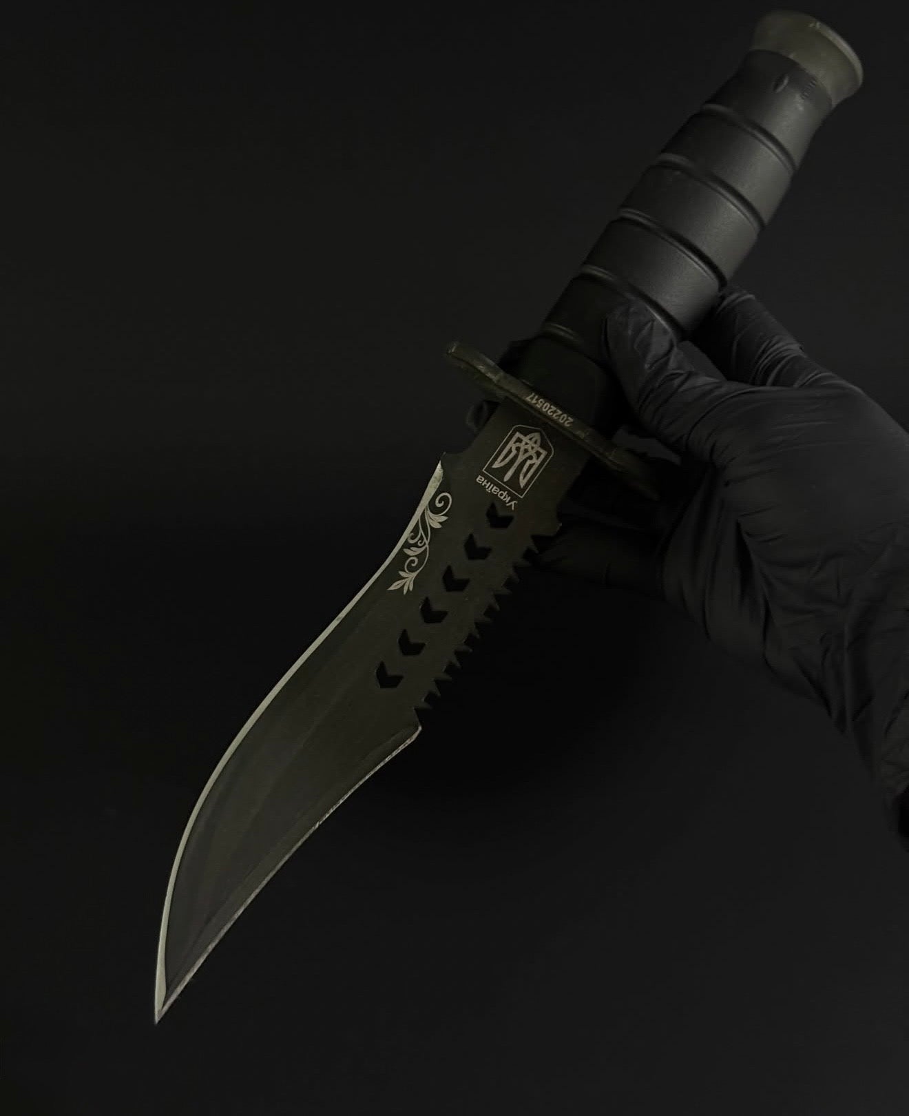 K25 Tactical Knife Black Edition with Serrated Spine Unique Blades Runner