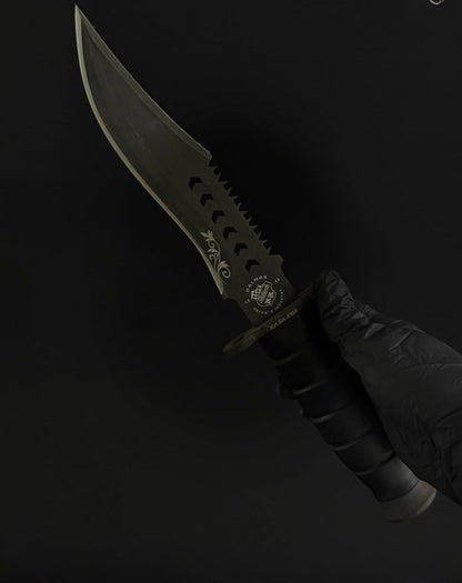 K25 Tactical Knife Black Edition with Serrated Spine Unique Blades Runner
