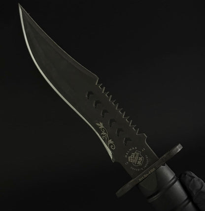 K25 Tactical Knife Black Edition with Serrated Spine Unique Blades Runner