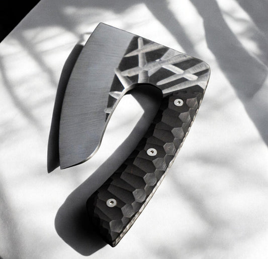 Custom Ulu Style Cleaver – Etched Steel Blade with G10 Hex Handle Unique Blades Runner