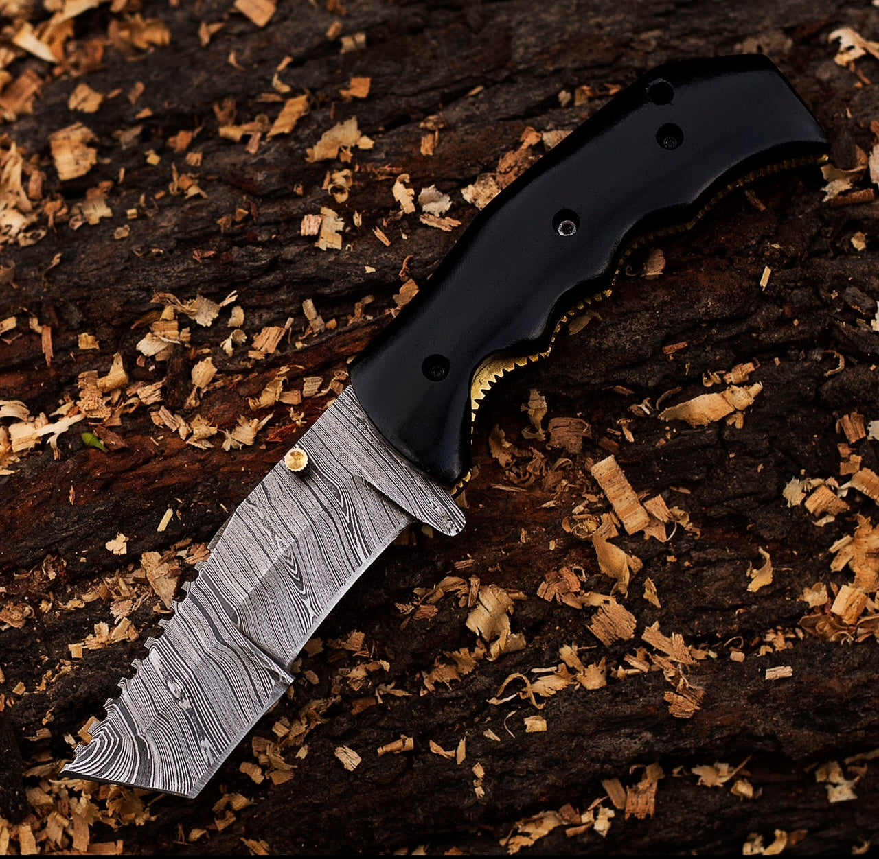 Handmade Damascus Folding Knife with Leather Sheath – Compact EDC Gift