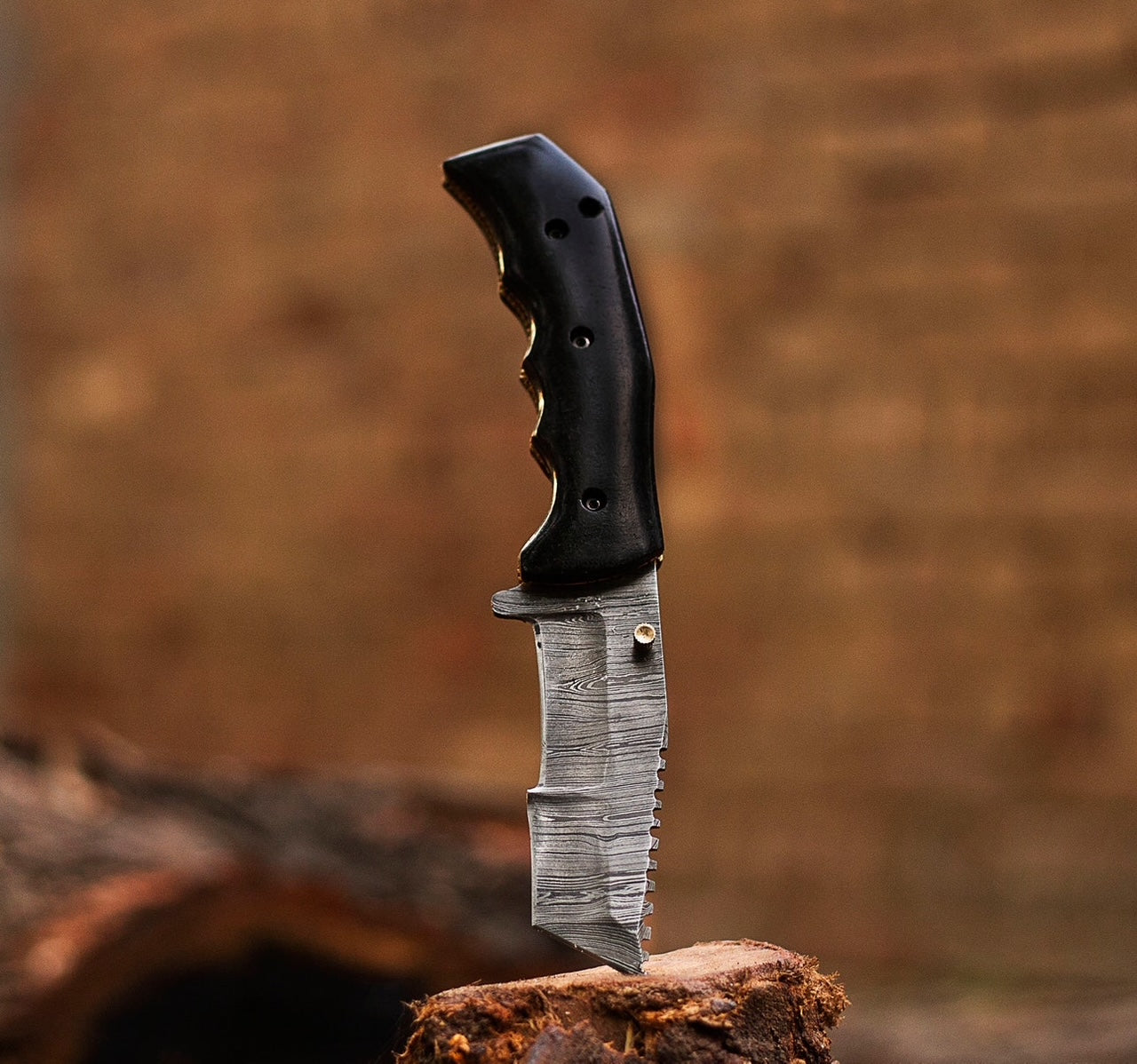 Handmade Damascus Folding Knife with Leather Sheath – Compact EDC Gift