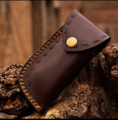 Damascus Steel Folding Knife – Multicolor Wood Handle Pocket Knife Unique Blades Runner