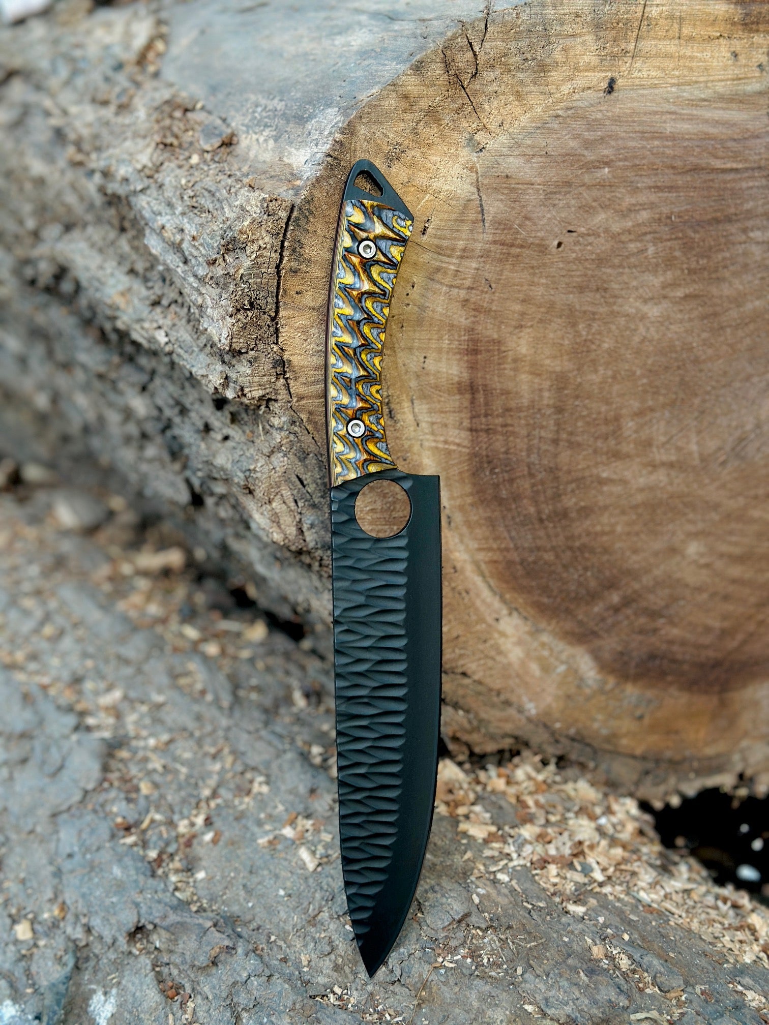 Custom Handmade 4-Piece Black Kitchen Knife Set with Colorful G10 Handles Unique Blades Runner