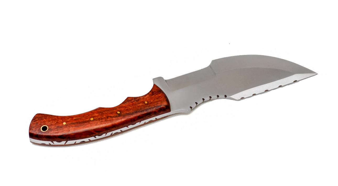 Custom Tracker Knife with Wooden Handle & Leather Sheath Unique Blades Runner