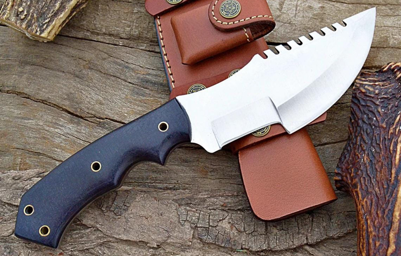 Custom Survival Tracker Knife with Sawback Blade & Leather Sheath Unique Blades Runner