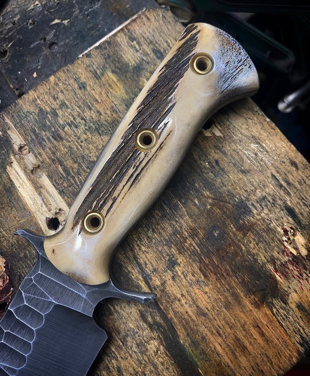Handmade Forged Bowie Knife with Stag Handle & Forged Spine Unique Blades Runner