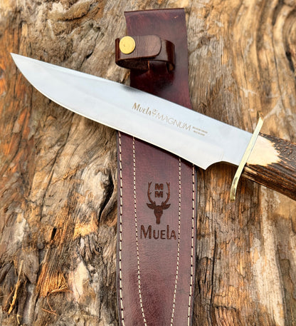 Muela Magnum Bowie Knife – Stag Antler Handle with Leather Sheath Unique Blades Runner