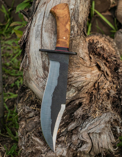 Hand Forged Bowie Knife with Olive Wood Handle & Clip Point Blade Unique Blades Runner