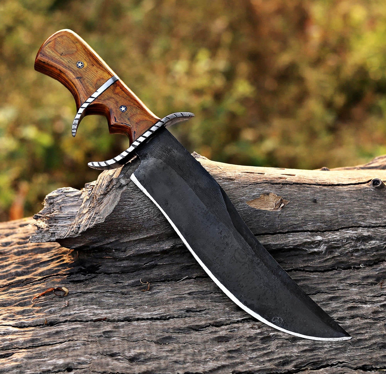Hand-Forged Bowie Knife with Wooden Handle & Custom Leather Sheath Unique Blades Runner