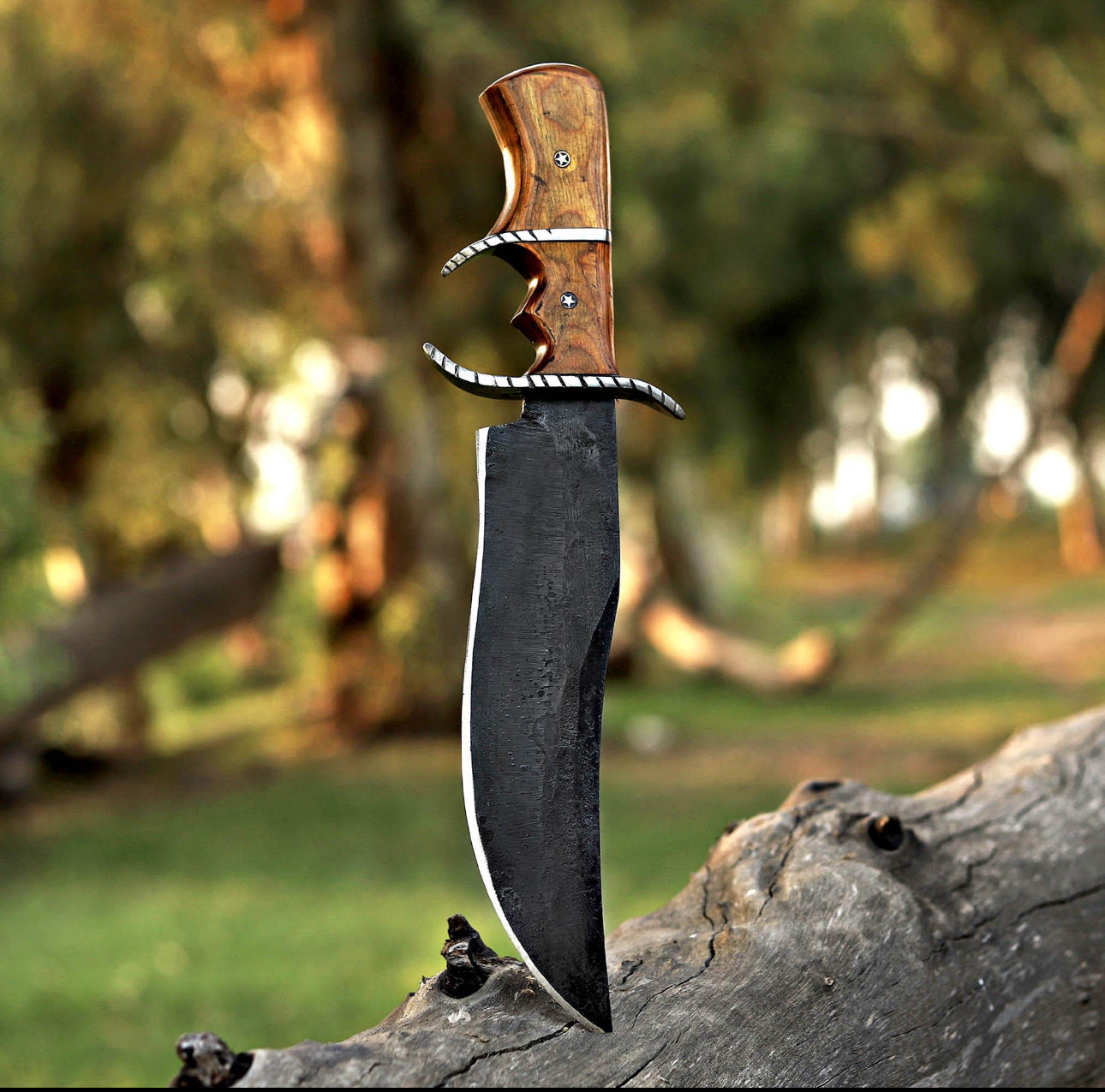 Hand-Forged Bowie Knife with Wooden Handle & Custom Leather Sheath Unique Blades Runner