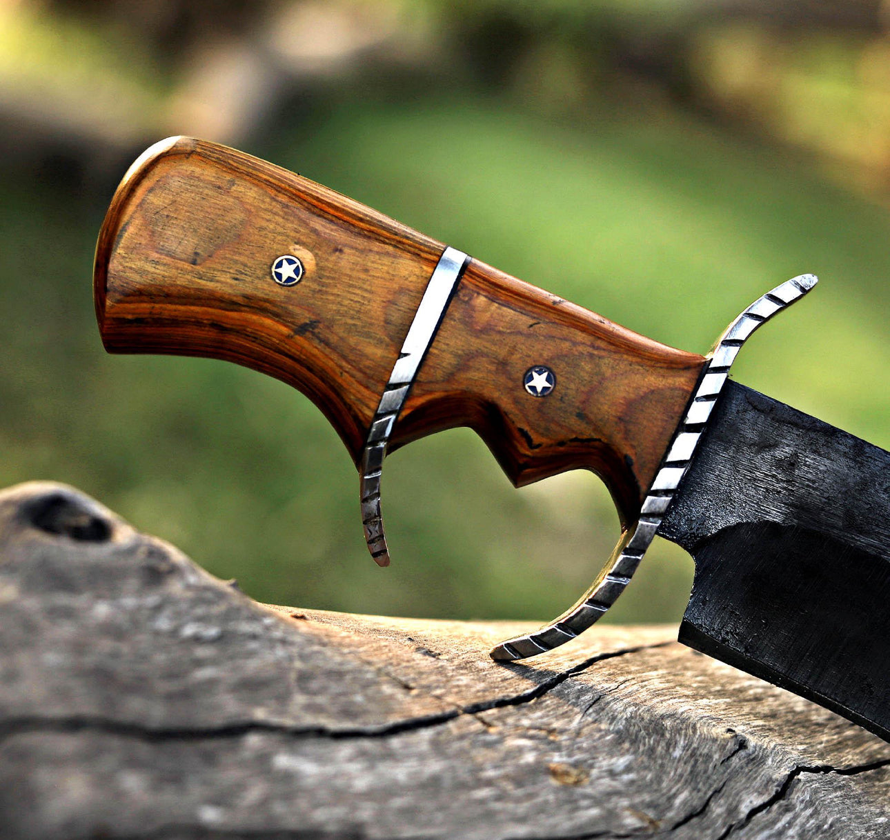 Hand-Forged Bowie Knife with Wooden Handle & Custom Leather Sheath Unique Blades Runner