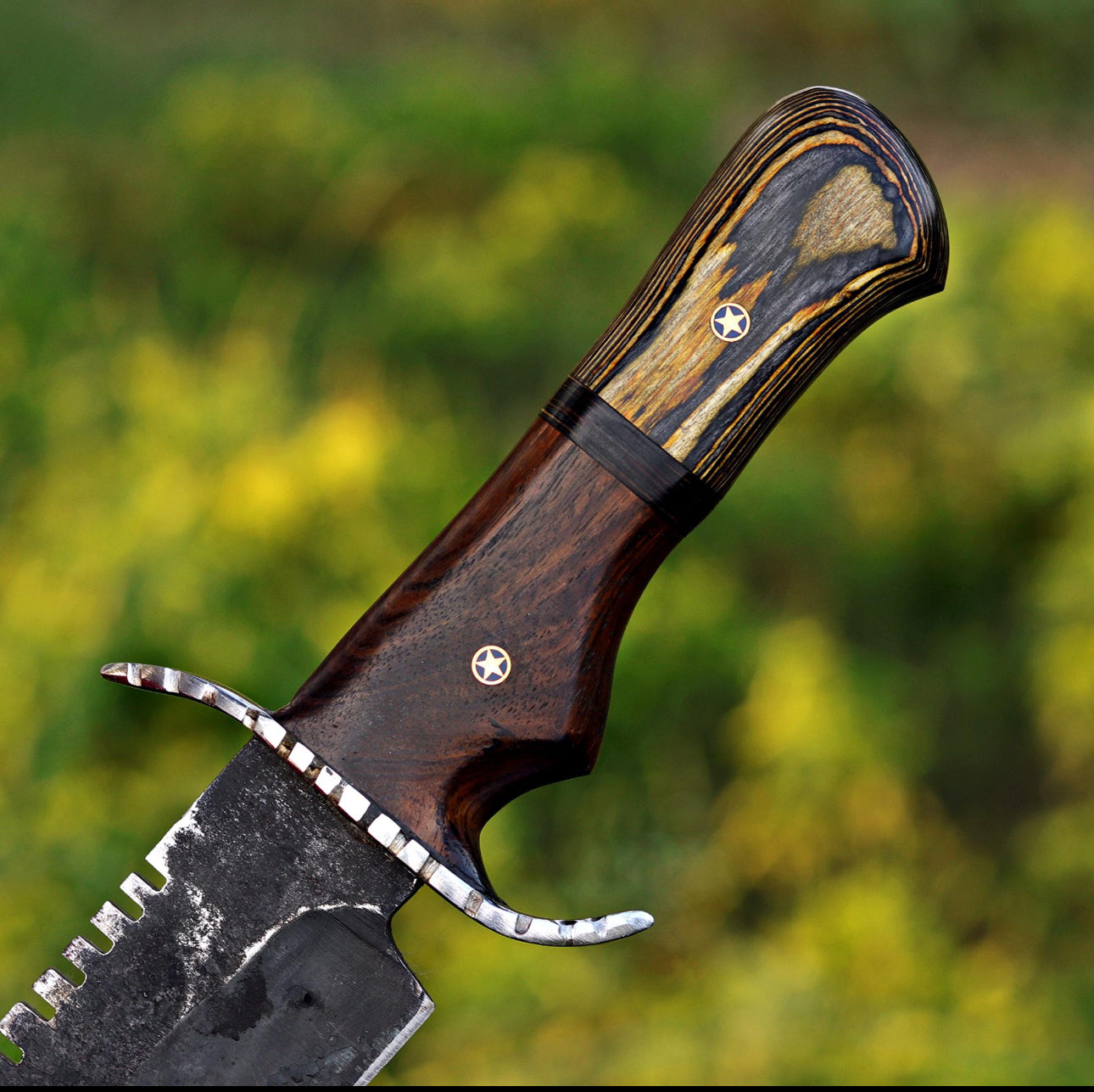 Hand-Forged Survival Bowie Knife with Sawback & Leather Sheath Unique Blades Runner