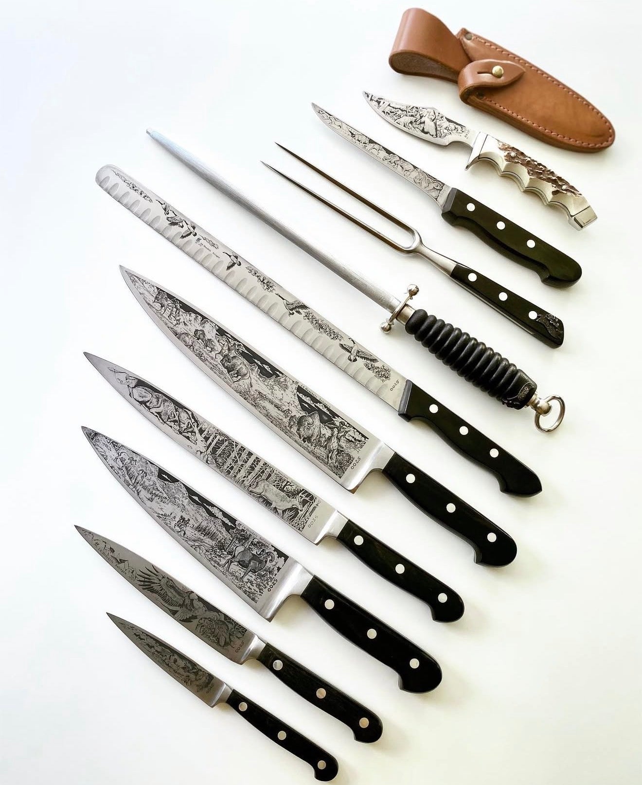 Limited Edition Vintage J.A. Henckels Twinworks (Solingen, Germany) 10-Piece Boxed Cutlery Set Unique Blades Runner