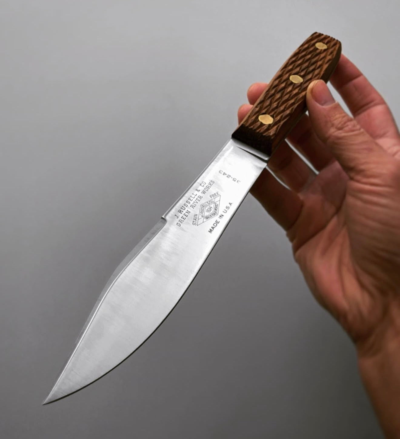 J. Russell Green River Works Hunting Knife, circa 1960s. Unique Blades Runner