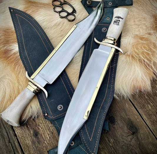 Original James Bowie Knife | Handmade Brass Spine Bowie with Sheath Unique Blades Runner