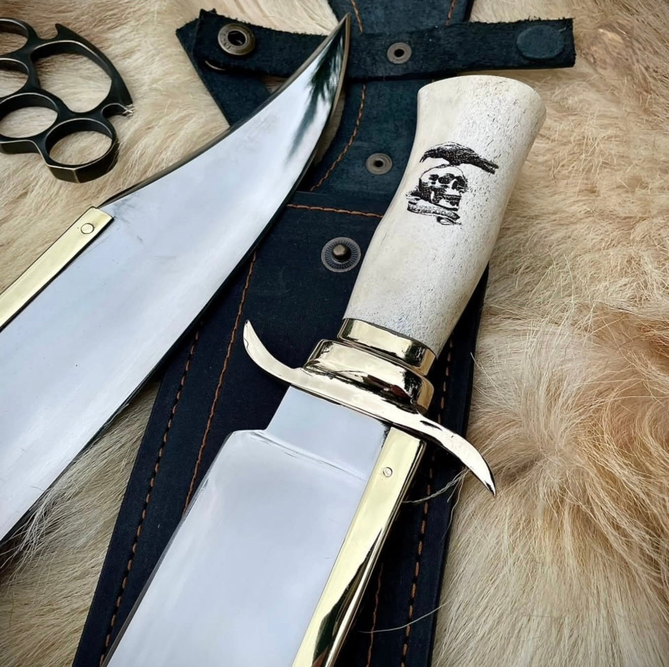 Original James Bowie Knife | Handmade Brass Spine Bowie with Sheath Unique Blades Runner