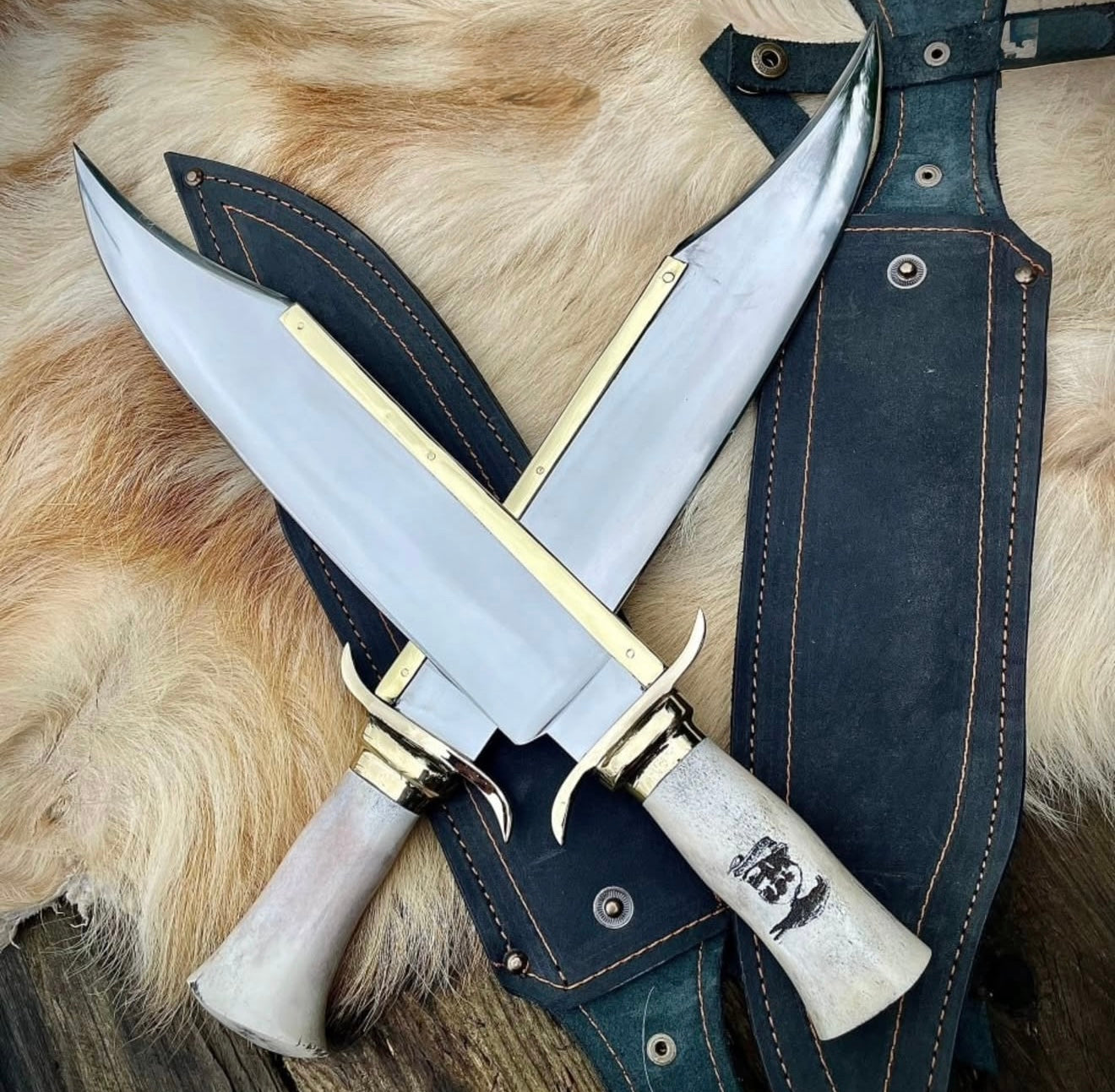 Original James Bowie Knife | Handmade Brass Spine Bowie with Sheath Unique Blades Runner