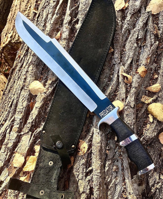 Predator Bowie Knife | Custom Handmade 1096 Carbon Steel with Leather Sheath Unique Blades Runner