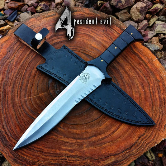Resident Evil 4 Knife For Sale | Handmade Bowie Blade with Leather Sheath Unique Blades Runner