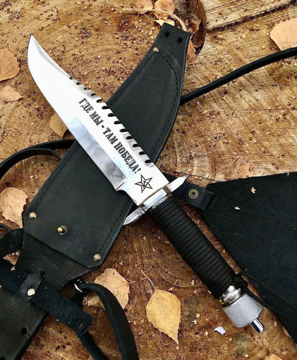 US Marines Knife | Handmade Survival Bowie Knife with Leather Sheath Unique Blades Runner