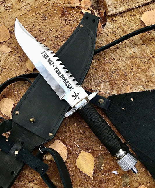 US Marines Knife | Handmade Survival Bowie Knife with Leather Sheath Unique Blades Runner