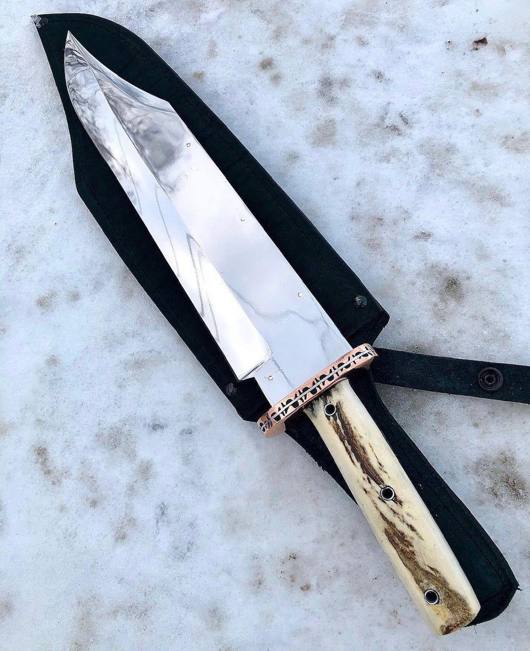 Cowboy Bowie Knife | Handmade Stag Handle Frontier Bowie with Sheath Unique Blades Runner