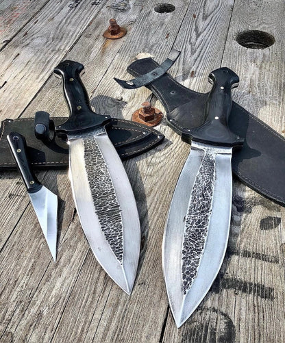 Smatchet Knife | Handmade Forged Leaf Blade with Leather Sheath Unique Blades Runner