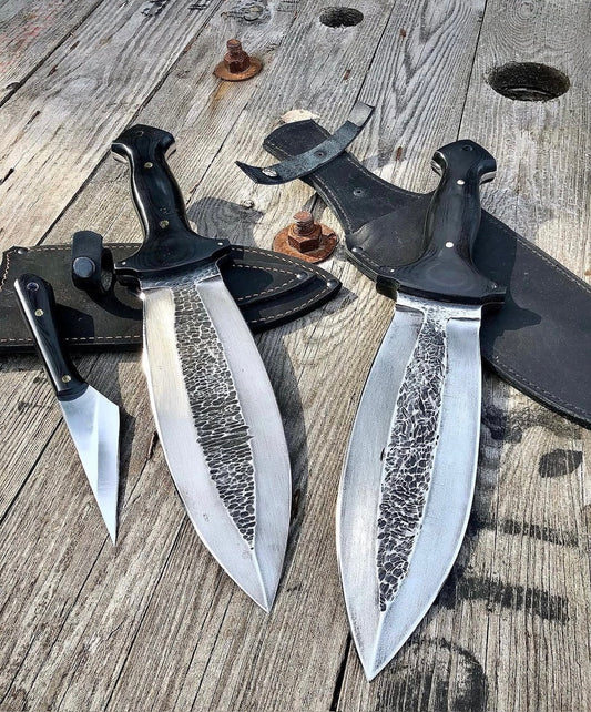 Smatchet Knife | Handmade Forged Leaf Blade with Leather Sheath Unique Blades Runner