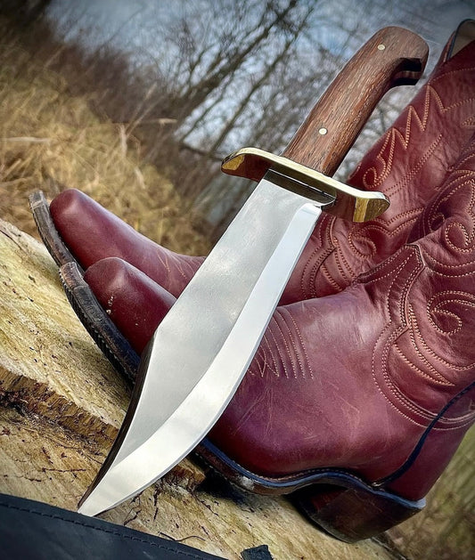Gil Hibben Old West Bowie Knife | Handmade High Carbon Steel Knife with Brass Guard Unique Blades Runner