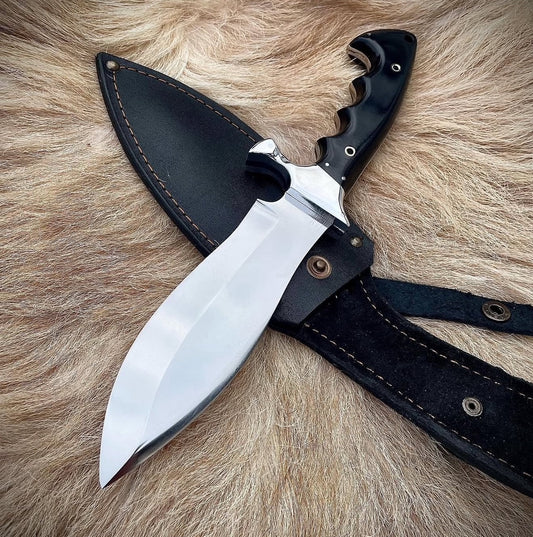 Alaskan Bowie Knife | Handmade Mirror Polish Hunting Knife with Sheath Unique Blades Runner