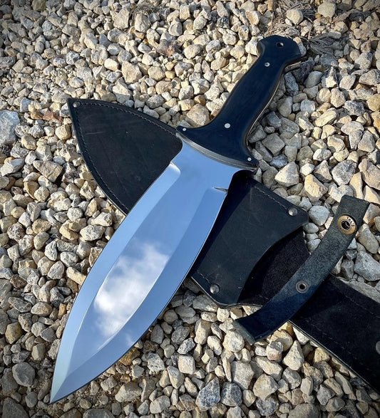 Smatchet Knife | Handmade Mirror Polish Hunting Knife with Sheath Unique Blades Runner