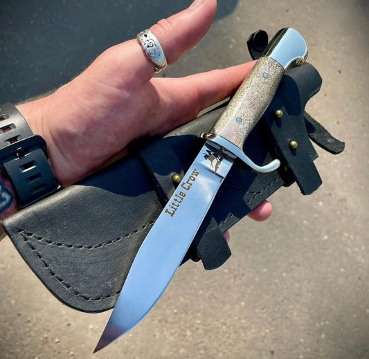 Crow Knife | Handmade Frontier Bowie with Antler Handle Unique Blades Runner