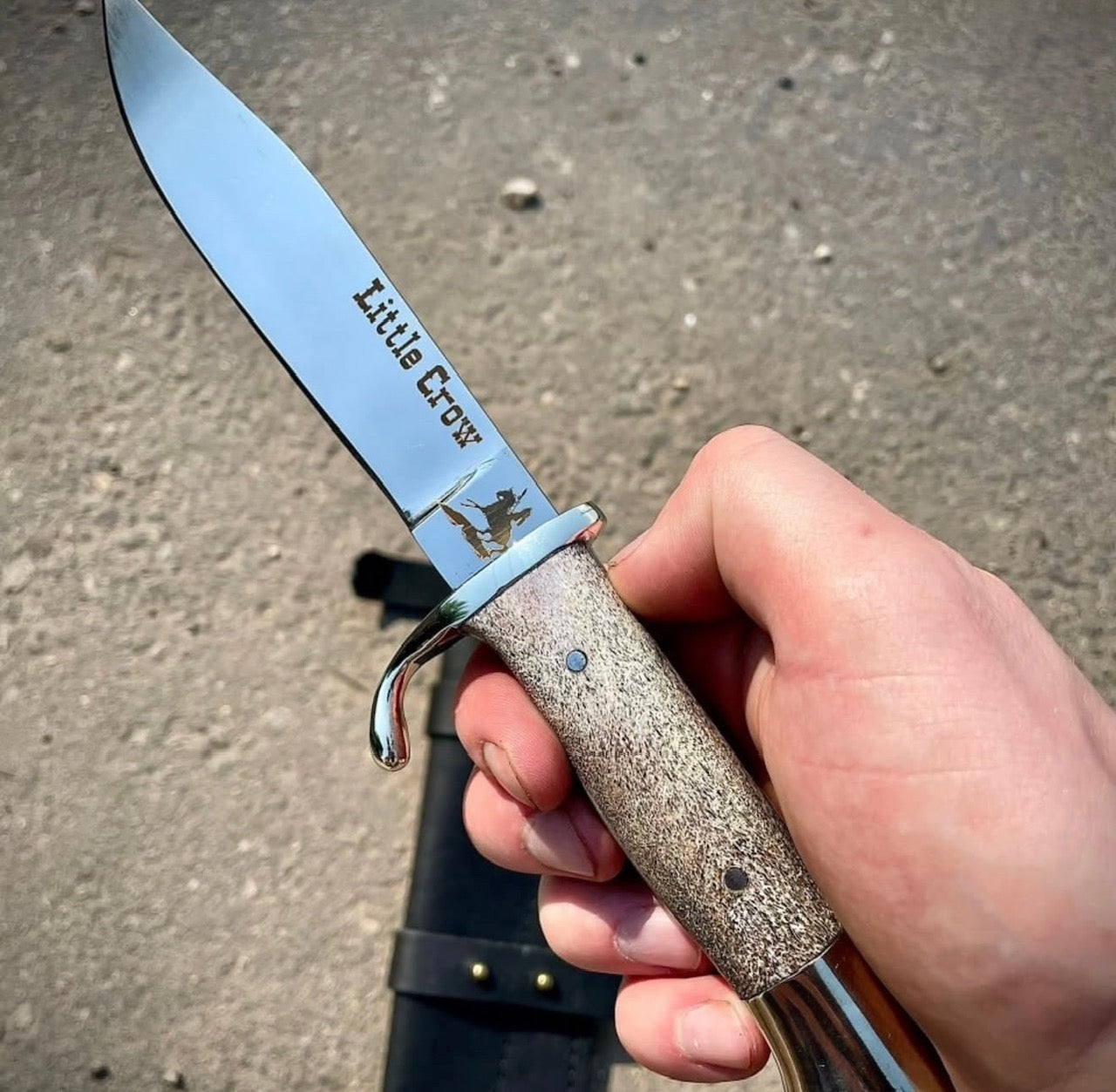 Crow Knife | Handmade Frontier Bowie with Antler Handle Unique Blades Runner