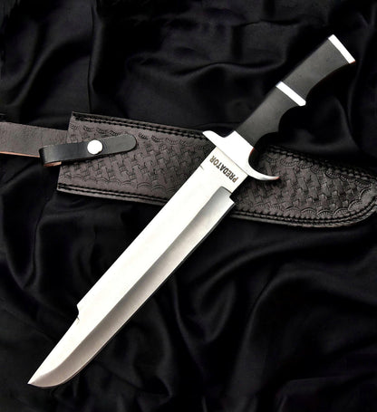 Arnold Schwarzenegger Predator Knife | Handmade Bowie Style Knife with Leather Sheath Unique Blades Runner