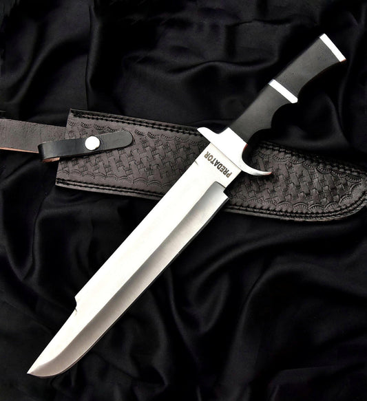Arnold Schwarzenegger Predator Knife | Handmade Bowie Style Knife with Leather Sheath Unique Blades Runner