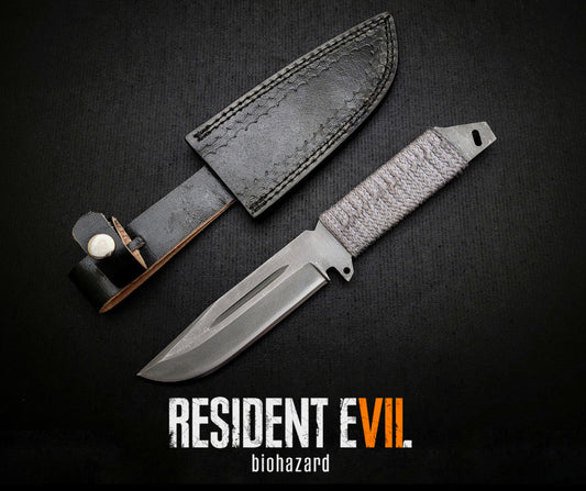 Resident Evil 7 Biohazard Knife Replica with Leather Sheath | Handmade Unique Blades Runner