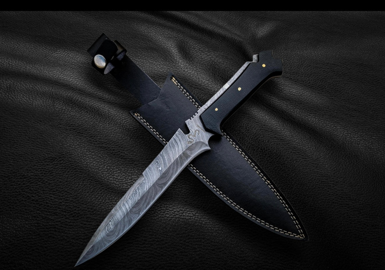 Resident Evil 4 Krauser Knife | Jack Krauser Damascus version with Leather Sheath Unique Blades Runner