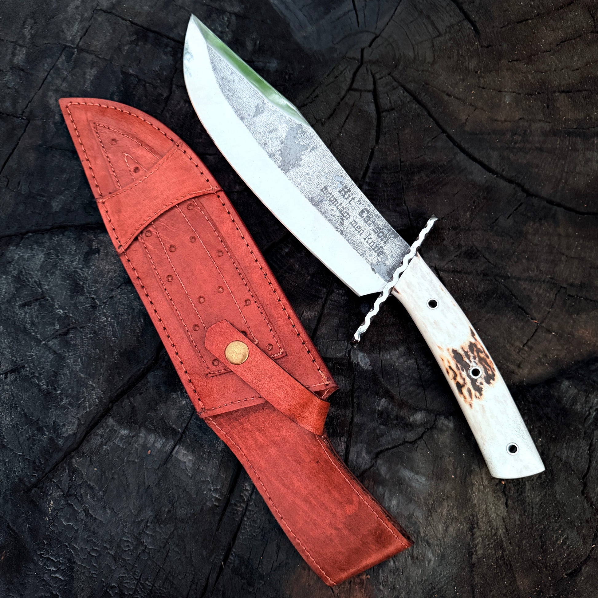 Mountain Bowie Knife | High Carbon Steel Hunting Knife with Stag Horn Handle Unique Blades Runner