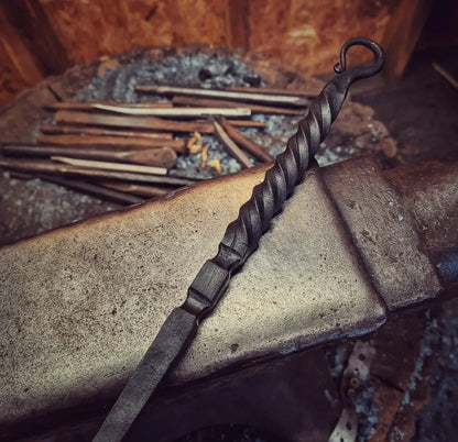 Hand-Forged High Carbon Steel Fire Poker | Heavy-Duty Fireplace Tool Unique Blades Runner