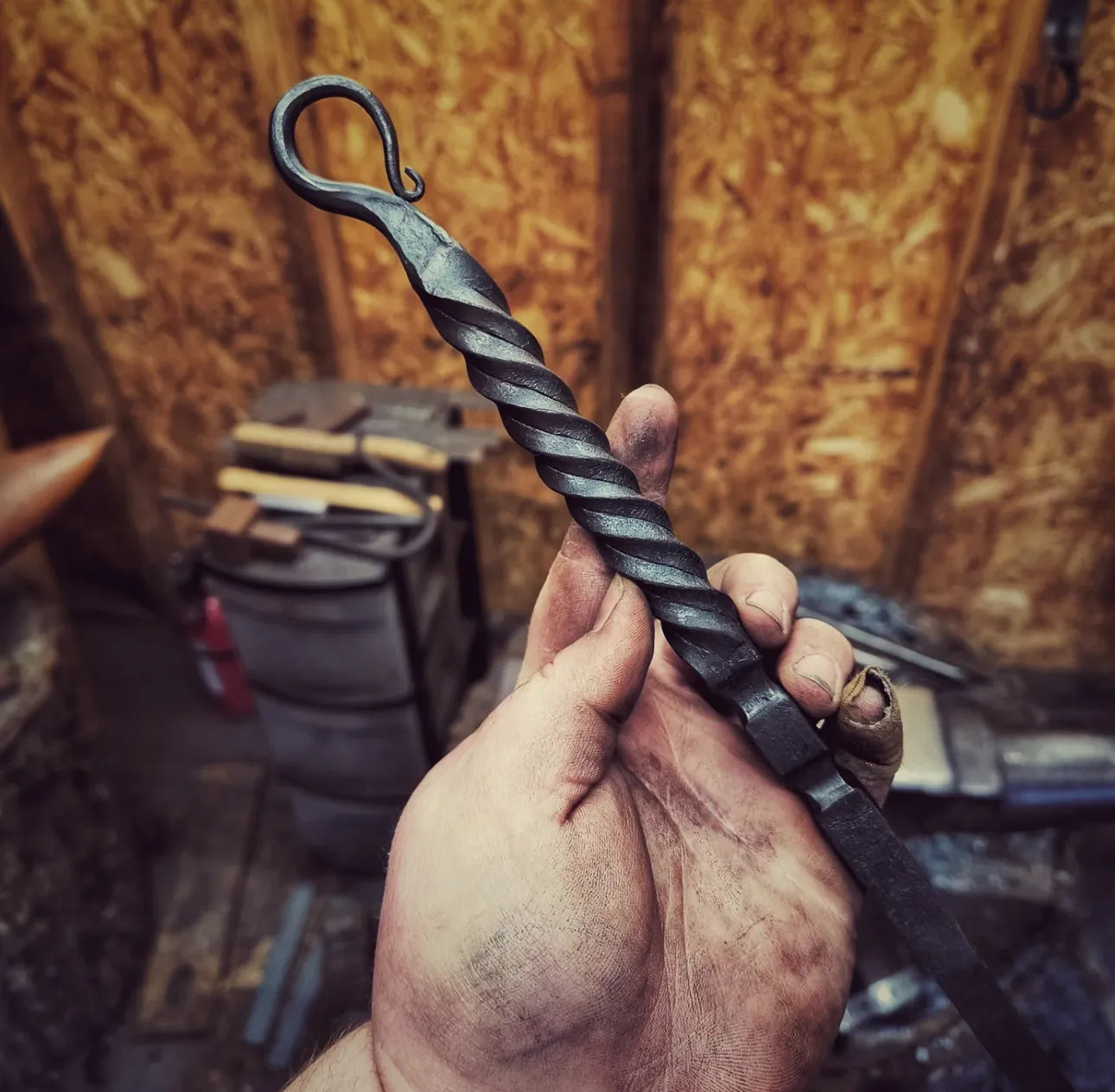 Hand-Forged High Carbon Steel Fire Poker | Heavy-Duty Fireplace Tool Unique Blades Runner
