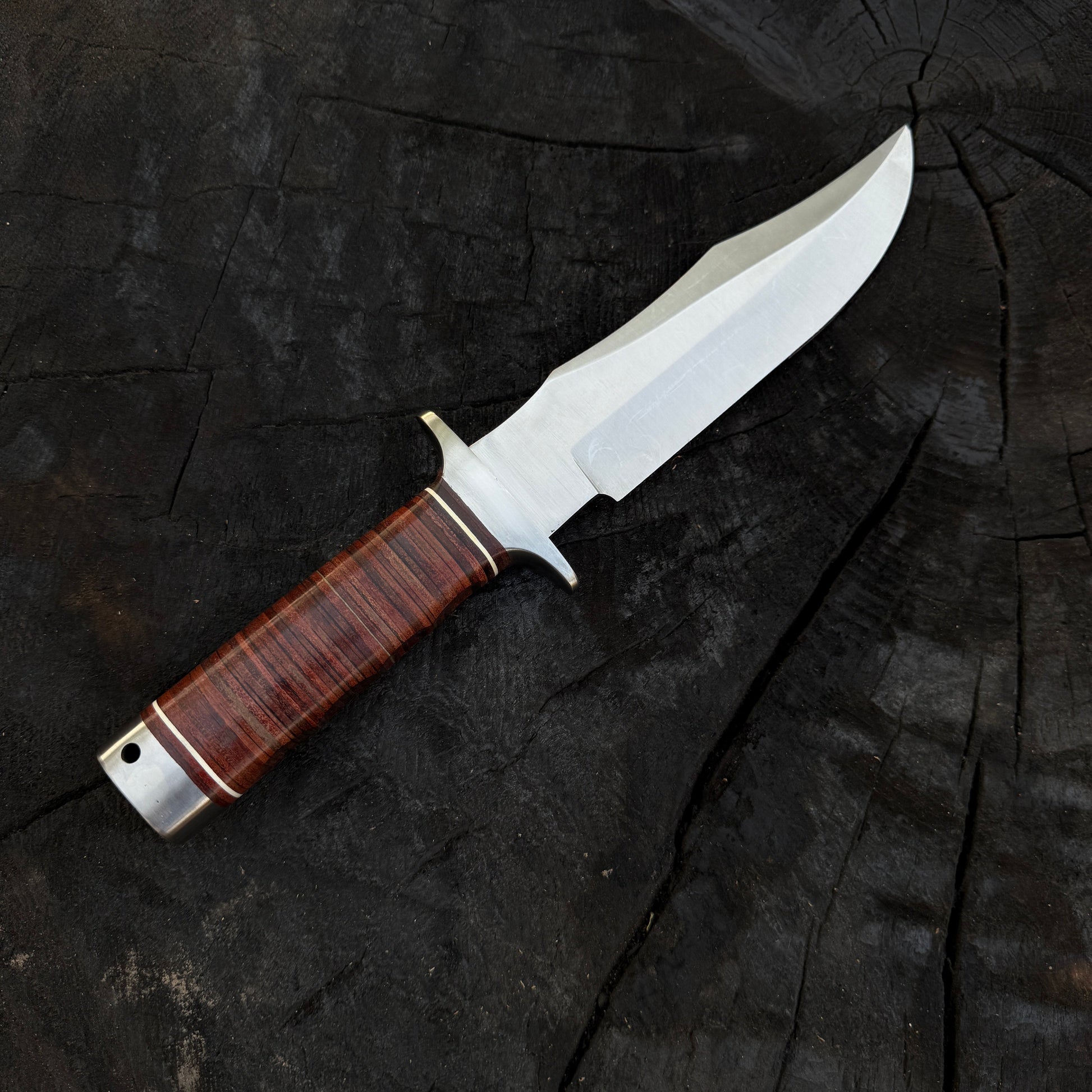 Handmade SOG Bowie Knife – D2 Tool Steel, Stacked Leather Handle Unique Blades Runner