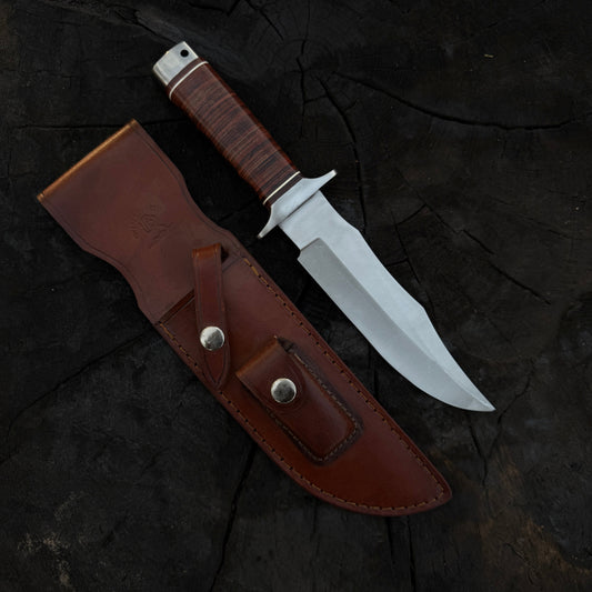 Handmade SOG Bowie Knife – D2 Tool Steel, Stacked Leather Handle Unique Blades Runner