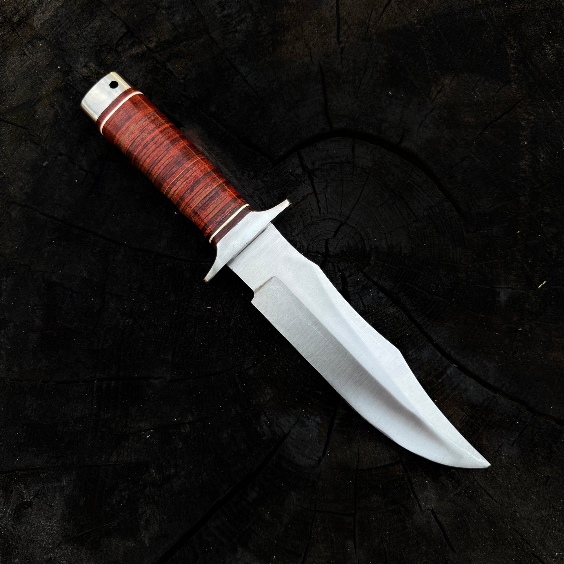 Handmade SOG Bowie Knife – D2 Tool Steel, Stacked Leather Handle Unique Blades Runner