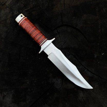 Handmade SOG Bowie Knife – D2 Tool Steel, Stacked Leather Handle Unique Blades Runner
